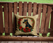 Load image into Gallery viewer, Doberman Pinscher Christmas Flowers Throw Pillow - 14x14 Decorative Pillow – Art for Your Home &amp; Patio