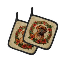 Load image into Gallery viewer, Dogue de Bordeaux Christmas Flowers Pot Holders - Set of 2 Decorative Kitchen Helpers | Made in the USA