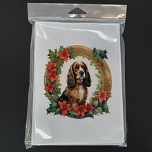 Load image into Gallery viewer, English Cocker Spaniel Christmas Flowers Greeting Cards - Blank Note Cards – 8-Pack of Artist-Designed Cards with Envelopes