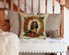 Load image into Gallery viewer, English Cocker Spaniel Christmas Flowers Throw Pillow - 14x14 Decorative Pillow – Art for Your Home &amp; Patio