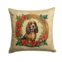 Load image into Gallery viewer, English Cocker Spaniel Christmas Flowers Throw Pillow - 14x14 Decorative Pillow – Art for Your Home &amp; Patio