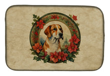 Load image into Gallery viewer, English Foxhound Christmas Flowers Dish Drying Mat