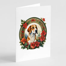 Load image into Gallery viewer, English Foxhound Christmas Flowers Greeting Cards - Blank Note Cards – 8-Pack of Artist-Designed Cards with Envelopes