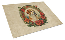 Load image into Gallery viewer, English Foxhound Christmas Flowers Glass Cutting Boards – Durable, Decorative Kitchen Art