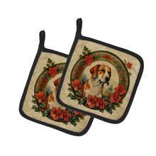 Load image into Gallery viewer, English Foxhound Christmas Flowers Pot Holders - Set of 2 Decorative Kitchen Helpers | Made in the USA