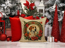 Load image into Gallery viewer, English Foxhound Christmas Flowers Throw Pillow