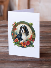 Load image into Gallery viewer, English Springer Spaniel Christmas Flowers Greeting Cards - Blank Note Cards – 8-Pack of Artist-Designed Cards with Envelopes