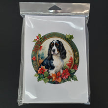 Load image into Gallery viewer, English Springer Spaniel Christmas Flowers Greeting Cards - Blank Note Cards – 8-Pack of Artist-Designed Cards with Envelopes