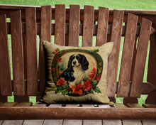 Load image into Gallery viewer, English Springer Spaniel Christmas Flowers Throw Pillow - 14x14 Decorative Pillow – Art for Your Home &amp; Patio