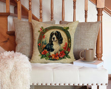 Load image into Gallery viewer, English Springer Spaniel Christmas Flowers Throw Pillow - 14x14 Decorative Pillow – Art for Your Home &amp; Patio