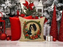 Load image into Gallery viewer, English Springer Spaniel Christmas Flowers Throw Pillow