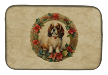 Load image into Gallery viewer, English Toy Spaniel Christmas Flowers Dish Drying Mat