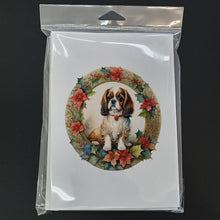 Load image into Gallery viewer, English Toy Spaniel Christmas Flowers Greeting Cards - Blank Note Cards – 8-Pack of Artist-Designed Cards with Envelopes