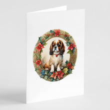 Load image into Gallery viewer, English Toy Spaniel Christmas Flowers Greeting Cards - Blank Note Cards – 8-Pack of Artist-Designed Cards with Envelopes
