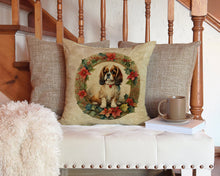 Load image into Gallery viewer, English Toy Spaniel Christmas Flowers Throw Pillow - 14x14 Decorative Pillow – Art for Your Home &amp; Patio