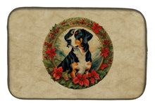 Load image into Gallery viewer, Entlebucher Mountain Dog Christmas Flowers Dish Drying Mat