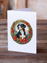 Load image into Gallery viewer, Entlebucher Mountain Dog Christmas Flowers Greeting Cards - Blank Note Cards – 8-Pack of Artist-Designed Cards with Envelopes