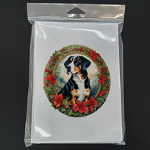Load image into Gallery viewer, Entlebucher Mountain Dog Christmas Flowers Greeting Cards - Blank Note Cards – 8-Pack of Artist-Designed Cards with Envelopes