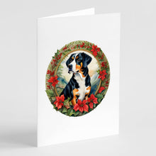 Load image into Gallery viewer, Entlebucher Mountain Dog Christmas Flowers Greeting Cards - Blank Note Cards – 8-Pack of Artist-Designed Cards with Envelopes
