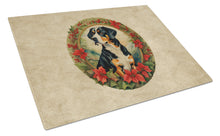 Load image into Gallery viewer, Entlebucher Mountain Dog Christmas Flowers Glass Cutting Boards – Durable, Decorative Kitchen Art