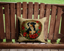 Load image into Gallery viewer, Entlebucher Mountain Dog Christmas Flowers Throw Pillow - 14x14 Decorative Pillow – Art for Your Home &amp; Patio