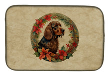 Load image into Gallery viewer, Field Spaniel Christmas Flowers Dish Drying Mat