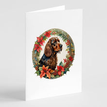 Load image into Gallery viewer, Field Spaniel Christmas Flowers Greeting Cards - Blank Note Cards – 8-Pack of Artist-Designed Cards with Envelopes