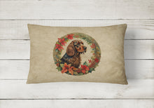 Load image into Gallery viewer, Field Spaniel Christmas Flowers Throw Pillow