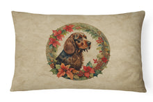 Load image into Gallery viewer, Field Spaniel Christmas Flowers Throw Pillow