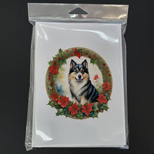 Load image into Gallery viewer, Finnish Lapphund Christmas Flowers Greeting Cards - Blank Note Cards – 8-Pack of Artist-Designed Cards with Envelopes