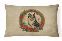 Load image into Gallery viewer, Finnish Lapphund Christmas Flowers Throw Pillow