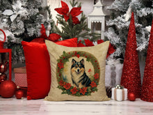 Load image into Gallery viewer, Finnish Lapphund Christmas Flowers Throw Pillow
