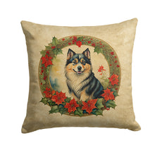 Load image into Gallery viewer, Finnish Lapphund Christmas Flowers Throw Pillow