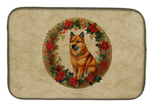 Load image into Gallery viewer, Finnish Spitz Christmas Flowers Dish Drying Mat