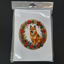 Load image into Gallery viewer, Finnish Spitz Christmas Flowers Greeting Cards - Blank Note Cards – 8-Pack of Artist-Designed Cards with Envelopes