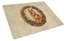 Load image into Gallery viewer, Finnish Spitz Christmas Flowers Glass Cutting Boards – Durable, Decorative Kitchen Art