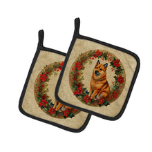 Load image into Gallery viewer, Finnish Spitz Christmas Flowers Pot Holders - Set of 2 Decorative Kitchen Helpers | Made in the USA