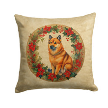 Load image into Gallery viewer, Finnish Spitz Christmas Flowers Throw Pillow - 14x14 Decorative Pillow – Art for Your Home &amp; Patio