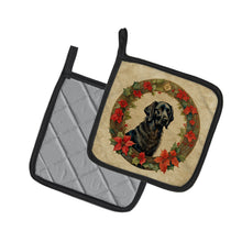 Load image into Gallery viewer, Flat-Coated Retriever Christmas Flowers Pot Holders - Set of 2 Decorative Kitchen Helpers | Made in the USA