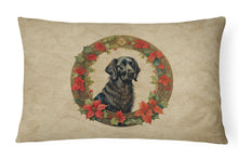 Load image into Gallery viewer, Flat-Coated Retriever Christmas Flowers Throw Pillow