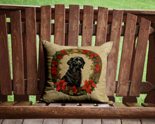 Load image into Gallery viewer, Flat-Coated Retriever Christmas Flowers Throw Pillow - 14x14 Decorative Pillow – Art for Your Home &amp; Patio
