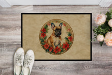 Load image into Gallery viewer, French Bulldog Christmas Flowers Doormat