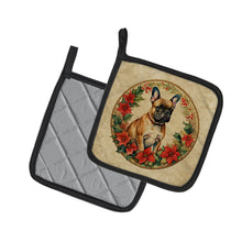 Load image into Gallery viewer, French Bulldog Christmas Flowers Pot Holders - Set of 2 Decorative Kitchen Helpers | Made in the USA