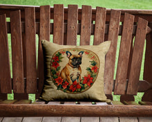 Load image into Gallery viewer, French Bulldog Christmas Flowers Throw Pillow - 14x14 Decorative Pillow – Art for Your Home &amp; Patio