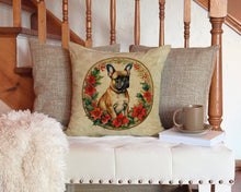 Load image into Gallery viewer, French Bulldog Christmas Flowers Throw Pillow - 14x14 Decorative Pillow – Art for Your Home &amp; Patio