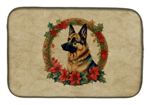 Load image into Gallery viewer, German Shepherd Christmas Flowers Dish Drying Mat