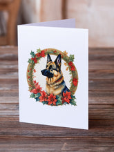 Load image into Gallery viewer, German Shepherd Christmas Flowers Greeting Cards - Blank Note Cards – 8-Pack of Artist-Designed Cards with Envelopes