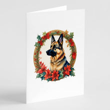 Load image into Gallery viewer, German Shepherd Christmas Flowers Greeting Cards - Blank Note Cards – 8-Pack of Artist-Designed Cards with Envelopes