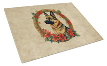 Load image into Gallery viewer, German Shepherd Christmas Flowers Glass Cutting Boards – Durable, Decorative Kitchen Art