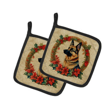 Load image into Gallery viewer, German Shepherd Christmas Flowers Pot Holders - Set of 2 Decorative Kitchen Helpers | Made in the USA